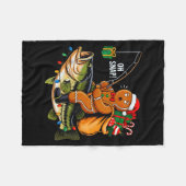Gingerbread Riding B Fish Christmas Fishing Xmas P Fleecedecke (Vorderseite (Horizontal))