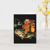 Gingerbread Riding B Fish Christmas Fishing Xmas P Karte (Gelbe Blume)