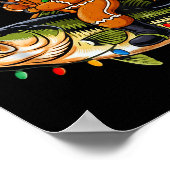 Gingerbread Riding B Fish Christmas Fishing Xmas P Poster (Ecke)