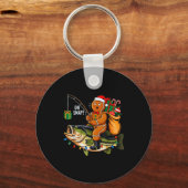 Gingerbread Riding B Fish Christmas Fishing Xmas P Schlüsselanhänger (Vorderseite)