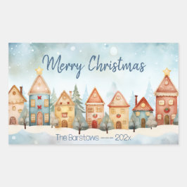 Gingerbread Row Houses Weihnachtsaufkleber Rechteckiger Aufkleber
