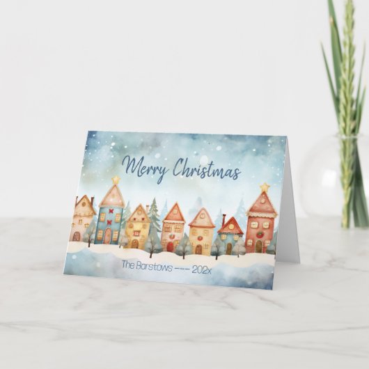 Gingerbread Row Houses Weihnachtskarte Feiertagskarte (Vorderseite)