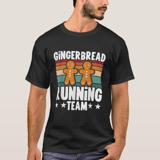 Gingerbread Running Team Candy Cane Cookie Gingerb T-Shirt (Vorderseite)