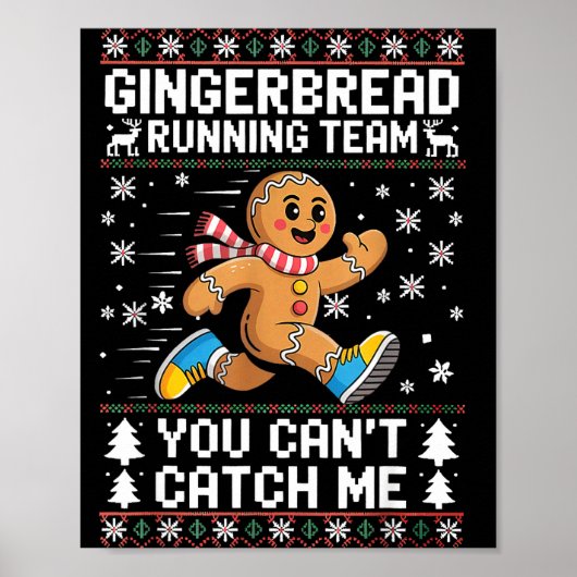 Gingerbread Running Team Christmas Run Runner Funn Poster (Vorne)