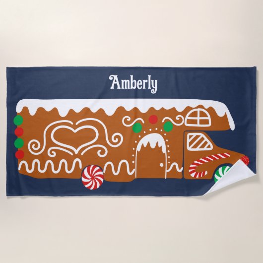 Gingerbread RV Klasse C Camper Weihnachten Strandtuch (Vorderseite)