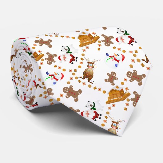 Gingerbread Santa and Snowmen Christmas Krawatte (Gerollt)