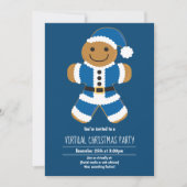 Gingerbread Santa Blue Virtual Christmas Party Einladung (Vorderseite)