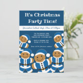 Gingerbread Santa Blue | Weihnachts-Party Einladung (Stehend Vorderseite)