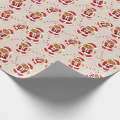Gingerbread Santa Candy Cane Beige Wrapping Paper Geschenkpapier (Ecke)
