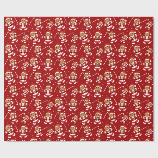 Gingerbread Santa Candy Cane Pattern Geschenkpapier (Flach)