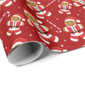 Gingerbread Santa Candy Cane Pattern Geschenkpapier (Rolleneckpunkt)
