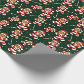 Gingerbread Santa Candy Cane Weihnachten Geschenkpapier (Ecke)