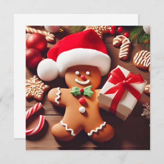 Gingerbread Santa Claus Feiertagskarte (Vorne/Hinten)