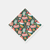 Gingerbread Santa Hat festive pattern watercolor Serviette (Ecke)