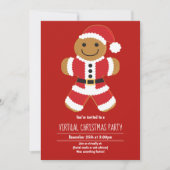 Gingerbread Santa Red Virtual Christmas Party Einladung (Vorderseite)