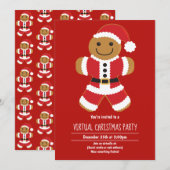 Gingerbread Santa Red Virtual Christmas Party Einladung (Vorne/Hinten)