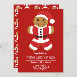 Gingerbread Santa Red Virtual Christmas Party Einladung