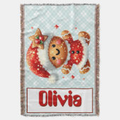 Gingerbread Santa Throw Blanket Decke (Vorderseite Vertikal)