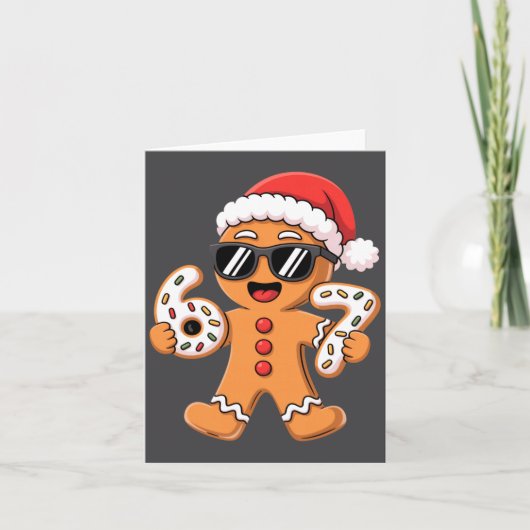 Gingerbread Santa With Sungles Holding 67 Cookies  Karte (Vorderseite)