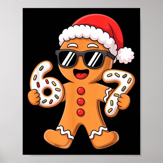 Gingerbread Santa With Sungles Holding 67 Cookies  Poster (Vorne)