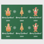 Gingerbread Santa Xmas Tree Snowman Personalize Geschenkpapier (Flach)