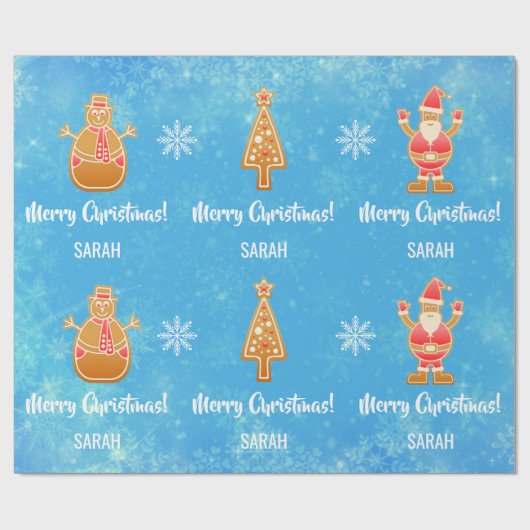 Gingerbread Santa Xmas Tree Snowman Personalize Geschenkpapier (Flach)