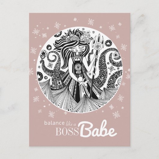 Gingerbread Sea Hexe | Dunkle Rose Gold Pink Postkarte (Vorderseite)