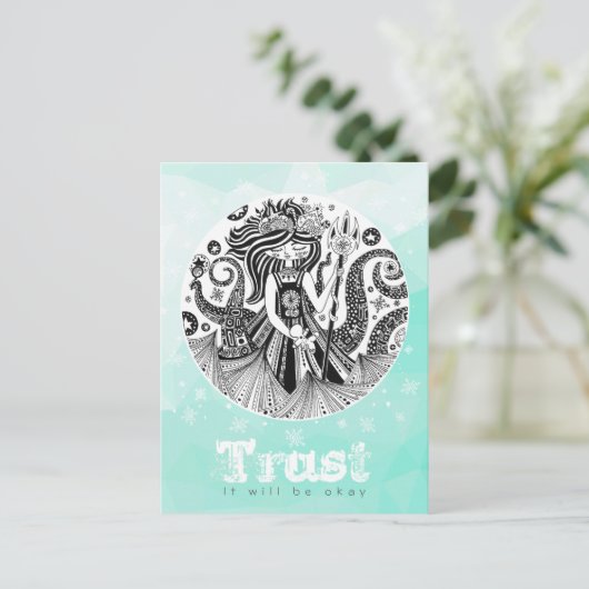 Gingerbread Sea Hexe | Pastellgrün Postkarte (Stehend Vorderseite)