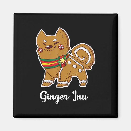 Gingerbread shiba inu | Hundeschenk für Weihnachte Magnet (Vorne)
