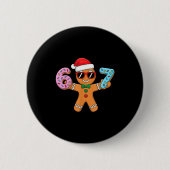 Gingerbread Six Seven 67 Ice Cream Drip Christmas Button (Vorderseite)