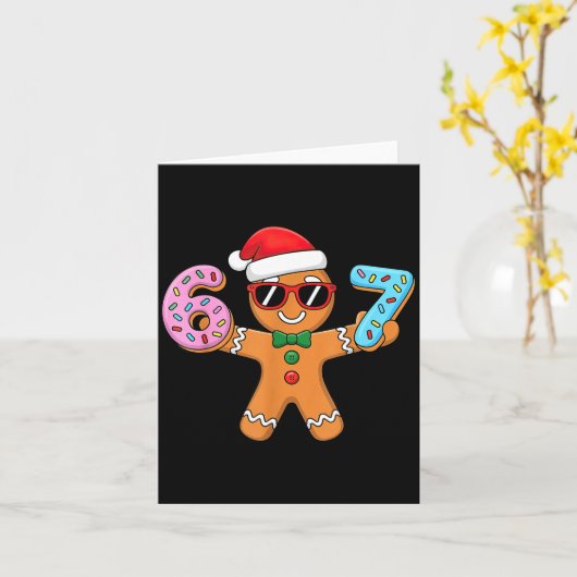 Gingerbread Six Seven 67 Ice Cream Drip Christmas  Karte (Gelbe Blume)