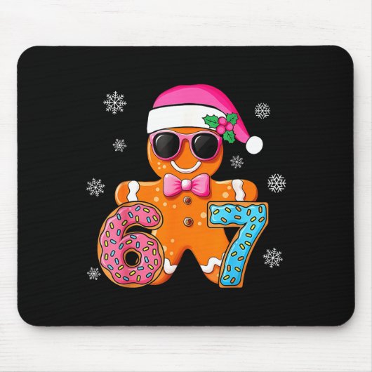 Gingerbread Six Seven 67 Meme 6 7 Funny Christmas Mousepad (Vorne)