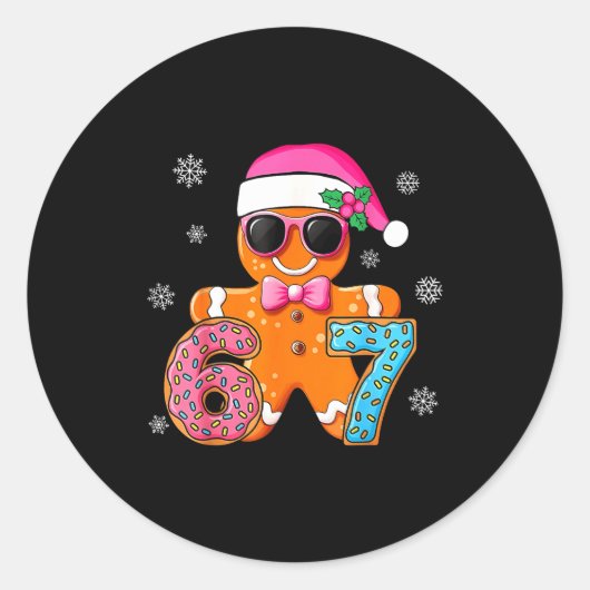 Gingerbread Six Seven 67 Meme 6 7 Funny Christmas  Runder Aufkleber (Vorderseite)