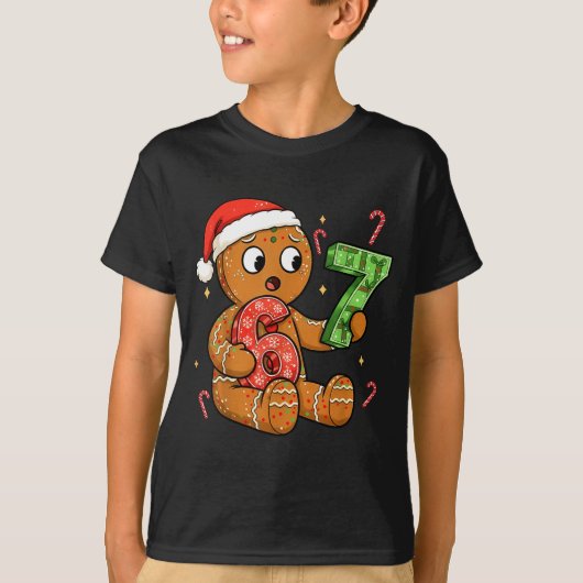 Gingerbread Six Seven 67 Meme 6 7 Funny Christmas  T-Shirt (Vorderseite)