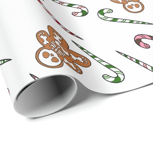 Gingerbread Skeleton Man Geschenkpapier (Rolleneckpunkt)