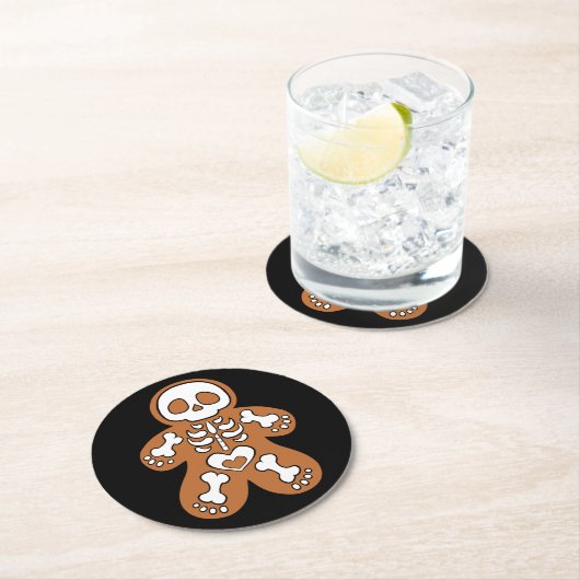 Gingerbread Skeleton Man Runder Pappuntersetzer (Vor Ort)