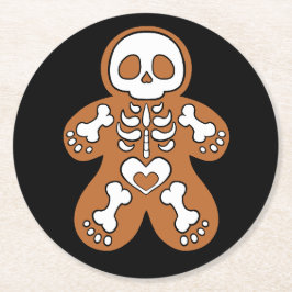 Gingerbread Skeleton Man Runder Pappuntersetzer