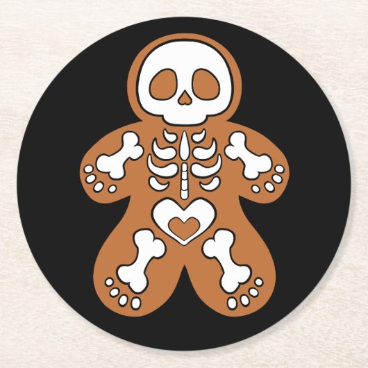 Gingerbread Skeleton Man Runder Pappuntersetzer (Vorderseite)