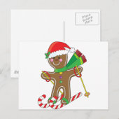 Gingerbread Skier Postkarte (Vorne/Hinten)