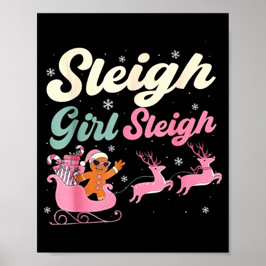 Gingerbread Sleigh Girl Nk Funny Christmas Women G Poster (Vorne)