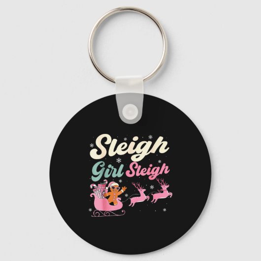 Gingerbread Sleigh Girl Nk Funny Christmas Women G Schlüsselanhänger (Vorderseite)