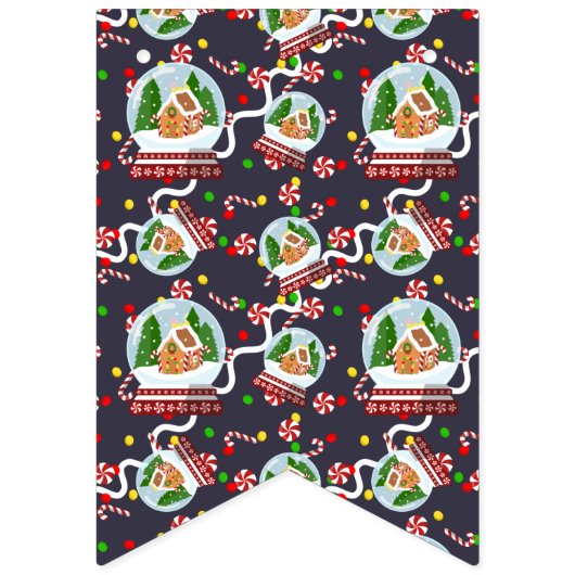 Gingerbread Snow Globes Wimpelkette (Dritte Fahne)