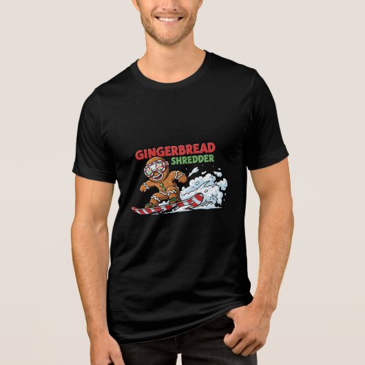 Gingerbread Snowboarder Tri-Blend Shirt (Vorderseite)