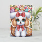 Gingerbread Snuggles: A Christmas Poodle Delight Einladung (Stehend Vorderseite)