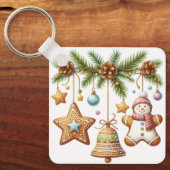Gingerbread Star, Bell, Snowman Schlüsselanhänger (Vorderseite)