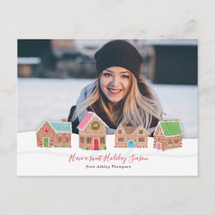 Gingerbread Street Holiday Foto Card Feiertagspostkarte