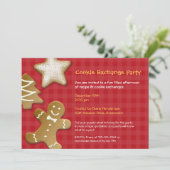 Gingerbread sugar cookie exchange swap red party einladung (Stehend Vorderseite)