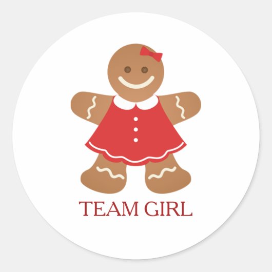 Gingerbread TEAM GIRL Gender Reveal Game Label Runder Aufkleber (Vorderseite)