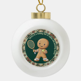 Gingerbread Tennis Grand Slam 🎾 Sondertext 🎄 Keramik Kugel-Ornament