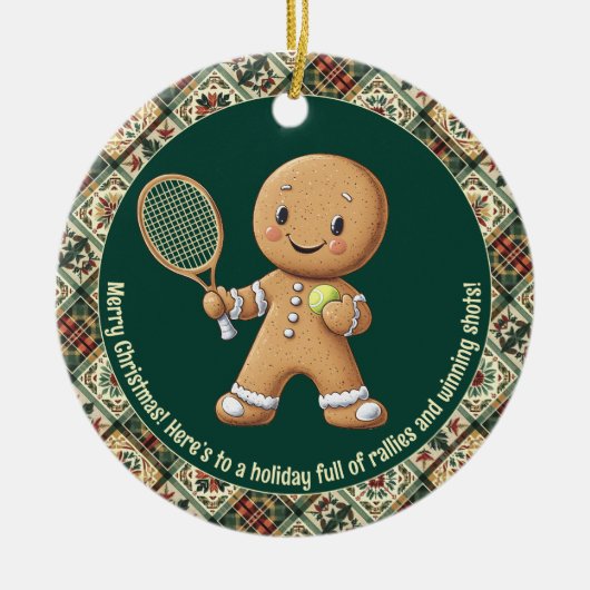 Gingerbread Tennis Grand Slam 🎾 Sondertext 🎄 Keramik Ornament (Vorne)